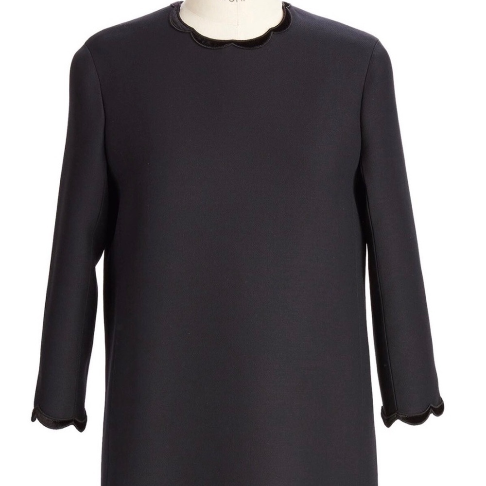 Christian Dior black velvet 3/4 sleeved shift